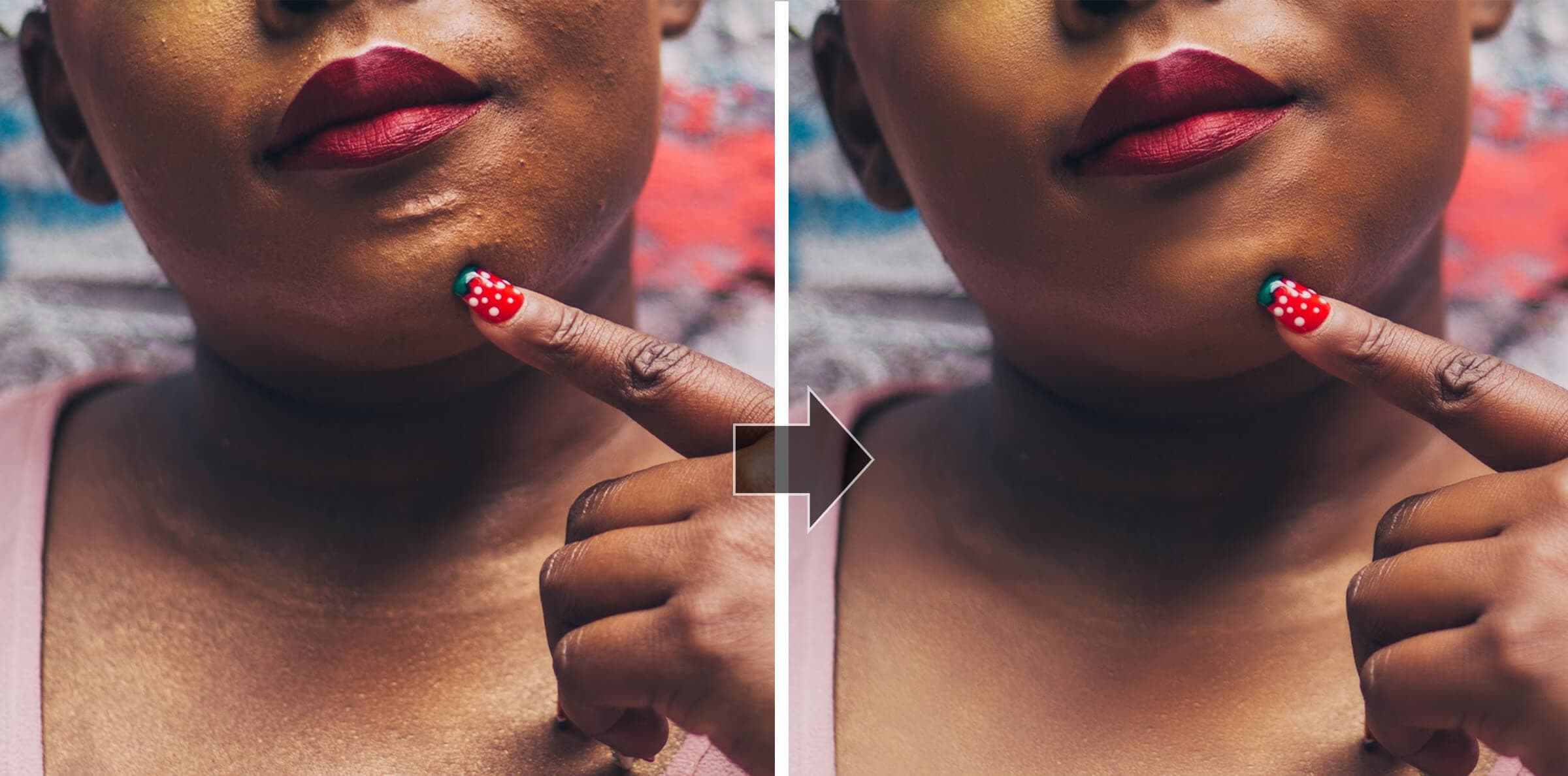 before and after photo of retouching options