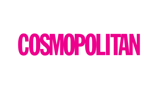 The word "COSMOPOLITAN" in bold hot pink letters on a black background.