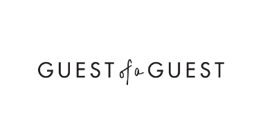 Black text logo reading 'GUEST of a GUEST' on a white background